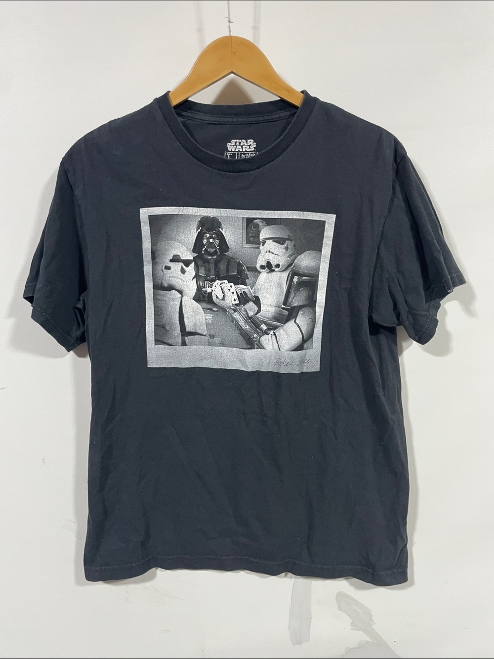 Star Wars Black Graphic Tee with Darth Vader & Stormtroopers Photo Print
